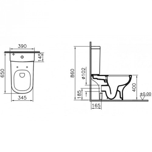 Унитаз VitrA D-Light 9014B003-7209 напольный с бачком безободковый